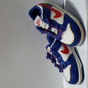 Nike. 'Superhero' Dunk; Low; Next Nature; Red, Blue, White & Gold;. Size 7C. EUC